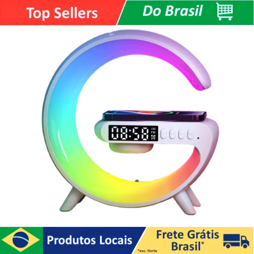 G-speaker Smart Luminária Bluetooth Inteligente Carregamento Sem Fio Alto-falante Bluetooth, Luz Ambiente - Radio fm - bluetooth