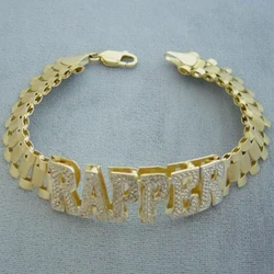 Two Tone Gold Personalized Name Bracelet 3D Custom Name Stainless Steel Jewelry Double Layer Watch Band Chain Gift