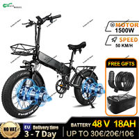 CMACEWHEEL RX20 MAX-T Electric Bike Dual 1500W Motor 40-45km/h Max Speed 20*4.0'' CST Fat Tire 48V 18Ah Battery Hydraulic Brake