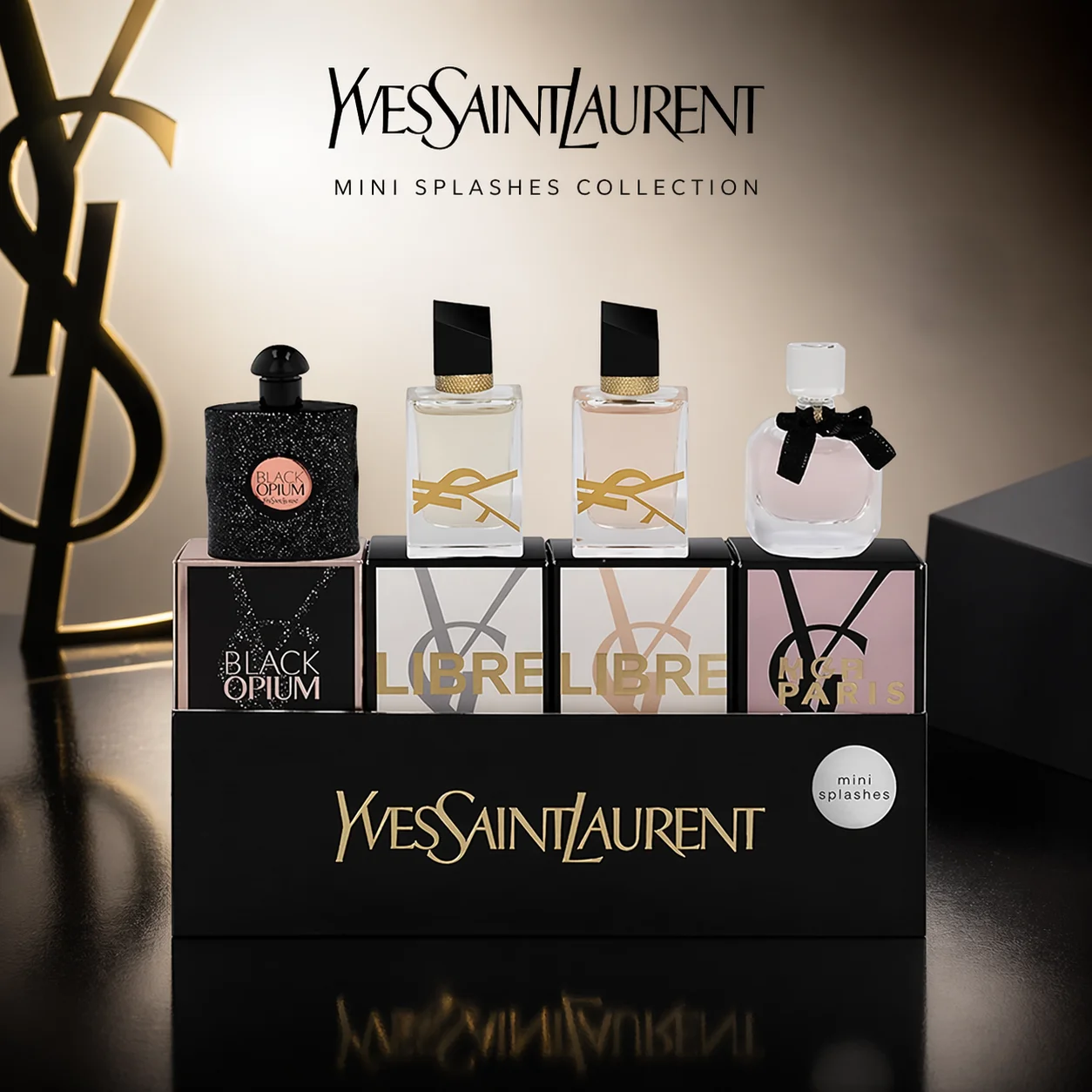 Set de Perfumes Yves Saint Laurent YSL para Mujer - Set de 4 Miniaturas de Viaje (Mini Splash) - Regalo de Lujo con Fragancias Icónicas YSL