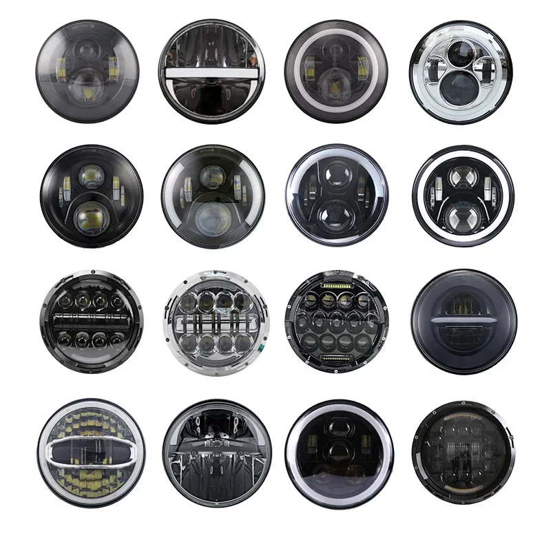 2Psc 7 Inch Led Koplamp H4 Hi-Lo Met Halo Angel Eyes Voor Lada 4X4 Urban Niva jeep Jk Land Rover Defender Hummer - afbeelding 2