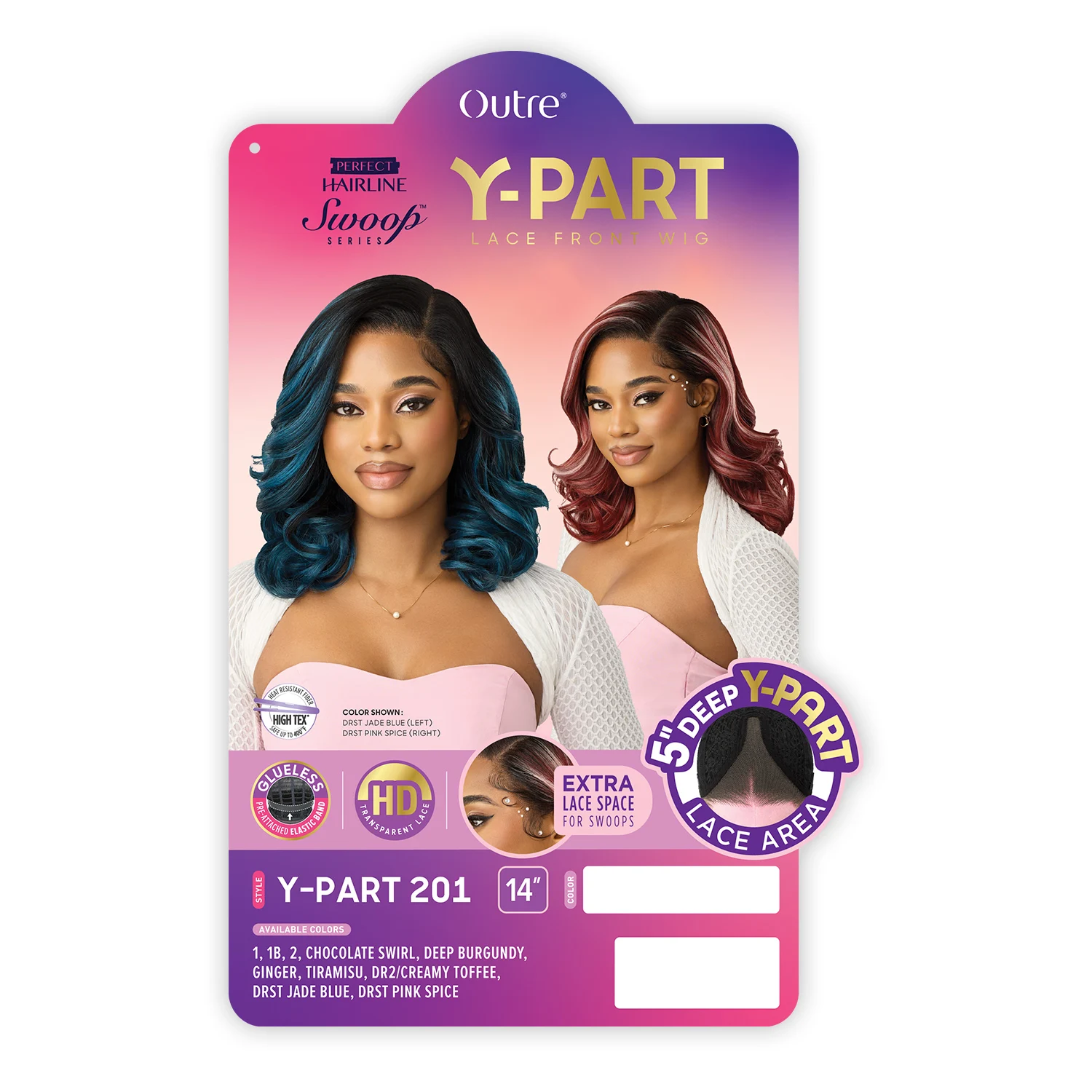 Outre HD الدانتيل أمامي شعر مستعار اصطناعي مثالي شعري غلويليس Y-Part Swoop Series Y-Part 201