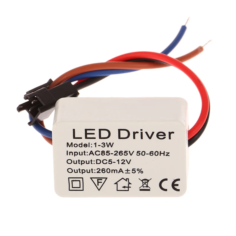 

LED Driver for LED Drive Power Adapter, Transformer Driver, AC 85V-265V to DC 5-12V, 260mA, 1-3W, 1Pc