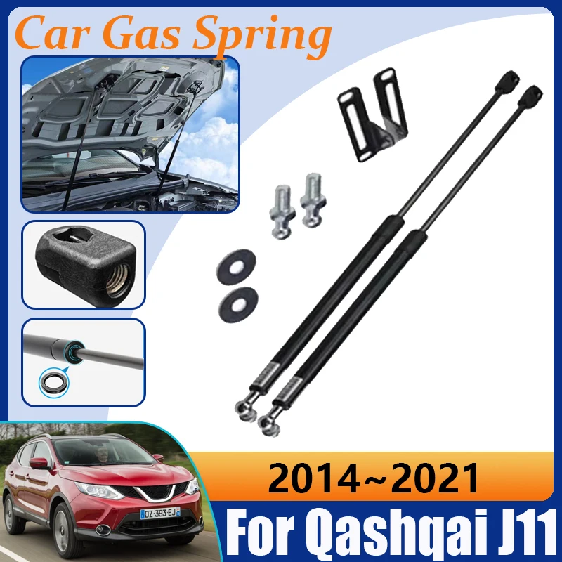 

For Nissan Qashqai J11 2014~2021 2020 2019 2018 Car Front Hydraulic Rod Metal Front Hood Shock Gas Bar Support Spring Accesories