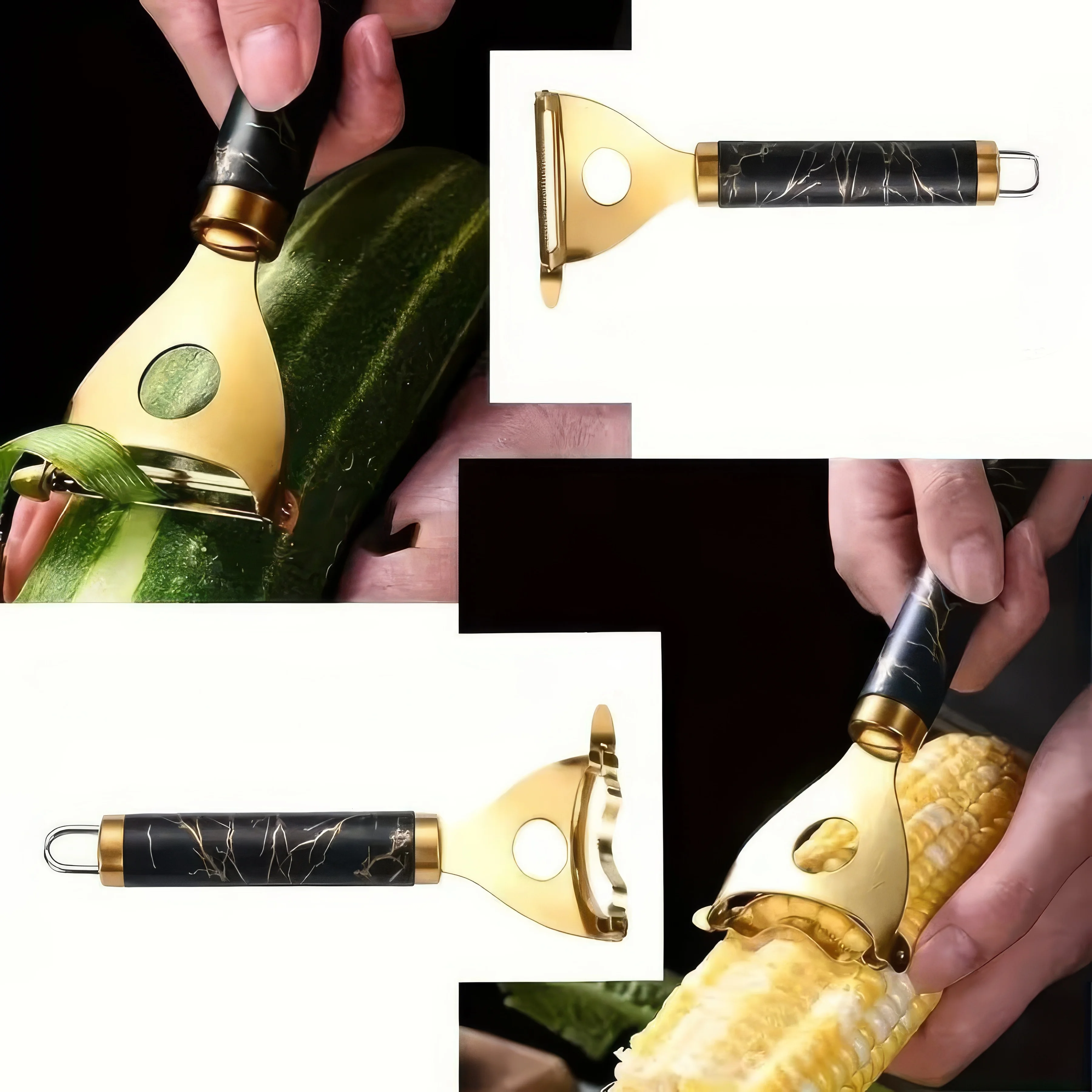 1/2 قطعة محراث الذرة الذهبية مع شفرة مسننة ومقبض، سهلة التنظيف، مناسبة للذرة الطازجة، مقشرة