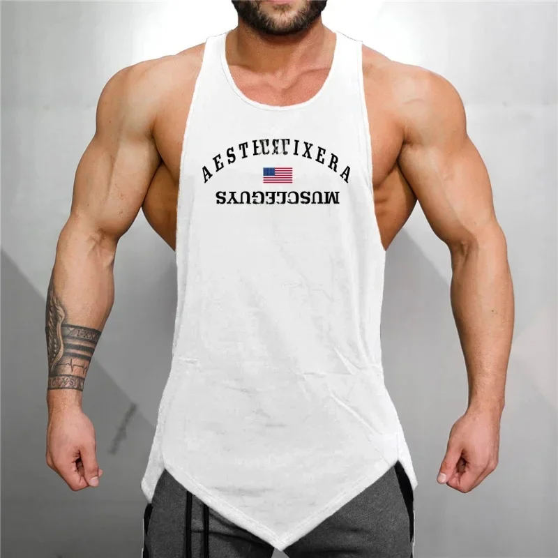 Muscleguys marka moda fitness koszulki bez rękawów bawełniany tank top mężczyźni t-shirt na siłownię mężczyzna singlet odzież do ćwiczeń koszulka na siłownię — zdjęcie 2