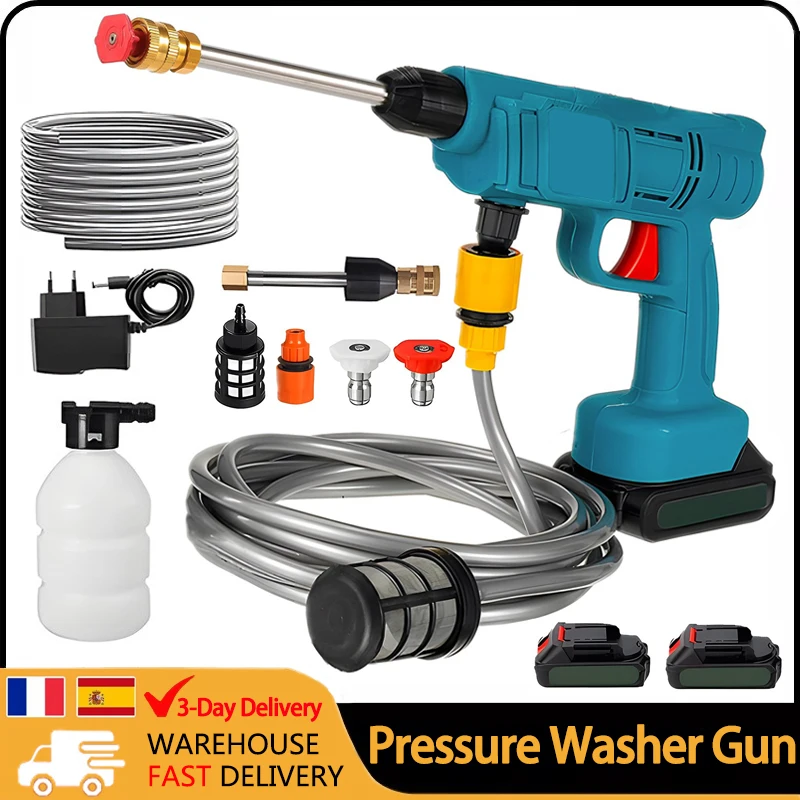 High Pressure Cleaner Car Wash Washer Gun Electric Pressure Washer Gun Rechargeable Battery Spray Water Cleaner Home Power Tools