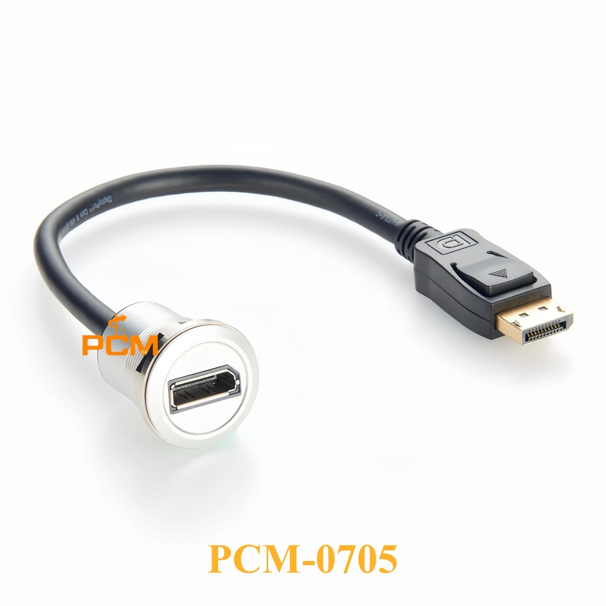 Aluminum round panel mount extension wire DisplayPort female to male cable For video signal transmission of monitors