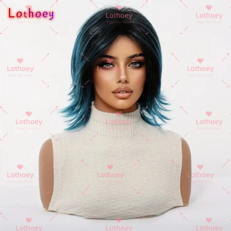 Волосы Человека, синие многослойные волосы эльфа, короткие волосы, женский парик Atlantis, синий, новый модный и популярный, в стиле интернет-знаменитостей, Suitab