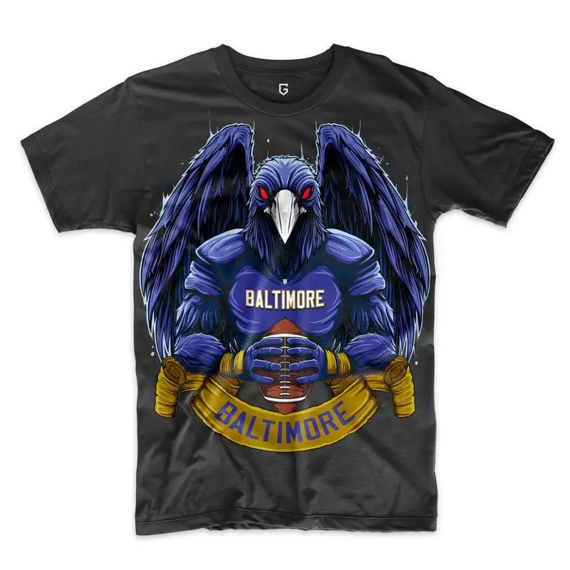 

Baltimore Football Men's T-Shirt Retro Street Wear T-Shirts Vintage Graphic Tee Short Sleeve Cotton O Neck Y2k Clothes Style Top