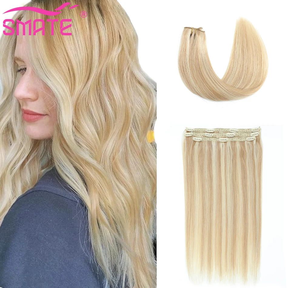 SMATE 90G 3PCS/Pack Clip In Human Hair Extensions Brazilian For Women Straight Remy Hair 100% Human Hair  P18/60# 22-28 Inches