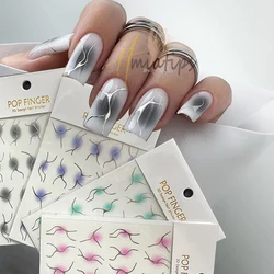 3D Jelly Gradient Nail Sticker Red Pink Blush Sliders Nail Design Gradient Style Translucent Gel Polish Wraps Decal