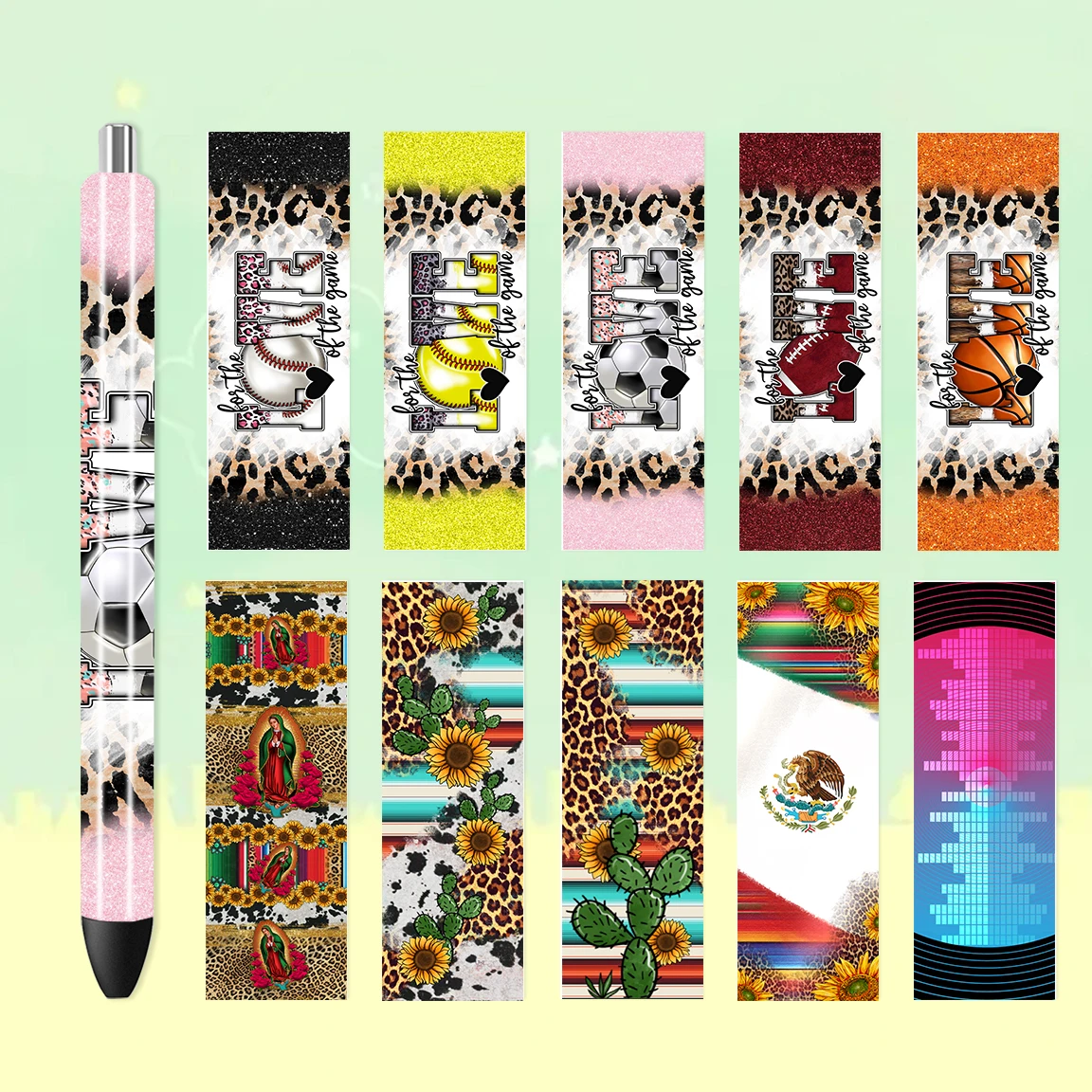 UV DTF Pen Wrapping Decals Vinyl Stickers Wraps Decals Waterproof Transfer Stickers For Craft Pen Gift Students School Classroom