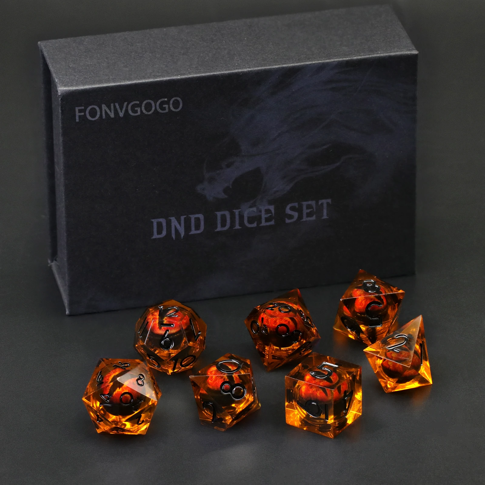 Dragon Eye Dice Set D&D Sharp Edge Resin Dungeons and Dragons Dice Polyhedral Beholder\'s Ttrpg Dice Role Playing Game