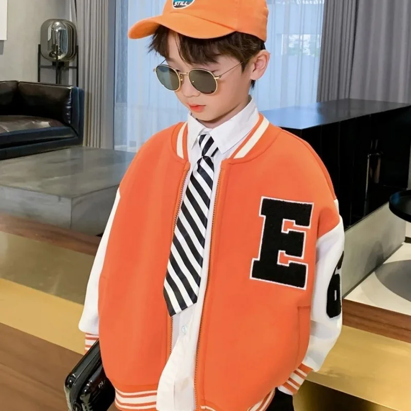 

Teenage Kids Boys Boutique Outfit Clothes Varsity Jackets Custom Coats Letter Printing Striped School Coat Boys 4-13 Years Old