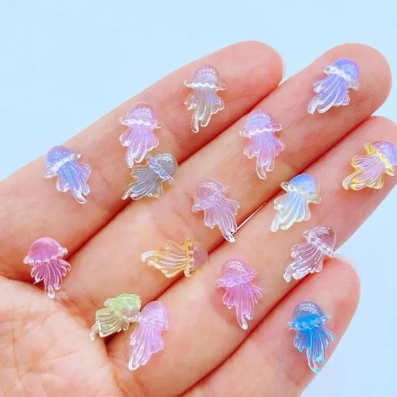 20 pièces 3D mixte Kawaii résine méduse Nail Art breloques FlatBack résine accessoires dessin animé mode ongles décorations fournitures bricolage