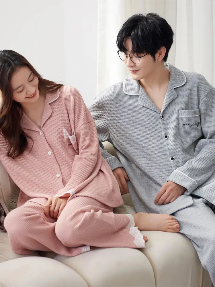 Couple Sleepwear Women\'s Winter Pajamas Cotton women Pyjama Satin Sexy pajama Woman Loungewear Set Underwear Men Nightie