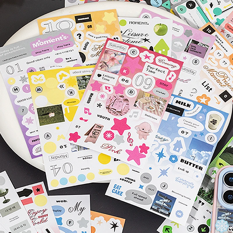 Mr.Paper 30Pcs/Book Simple Record Deco Sticker Book Colorful Journal Planner Stickers for Scrapbook DIY Dairy Card Holder Decor