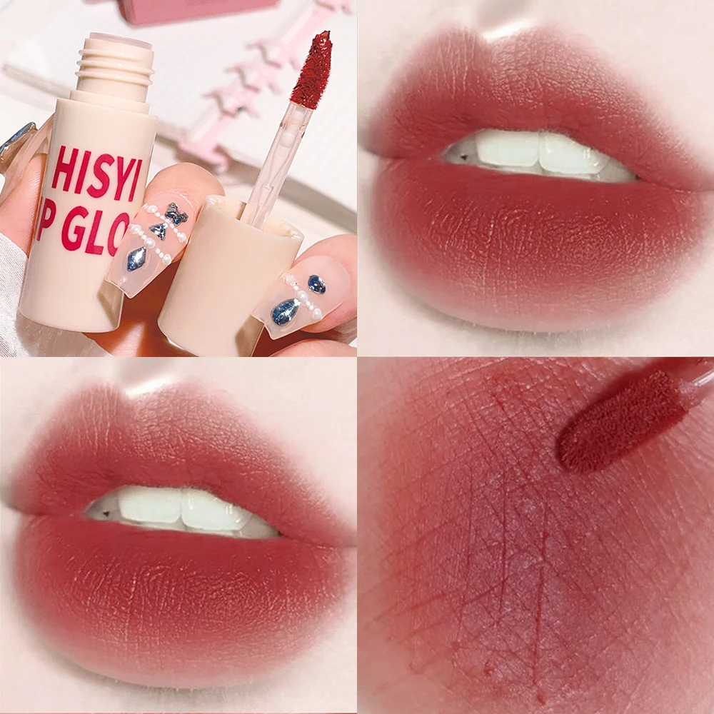 HISYI Airy Matte Velvet Lipstick, Non-Stick Long-Lasting Flawless Pseudo-Nude Whitening Smudge-Proof Perfect for Students