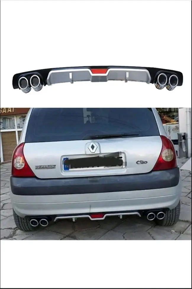 

For Renault Clio 2 Diffuser Rear Bumper Attachment 4 Exhaust Outlet HB-SEDAN - Chromium Styling Accessory Spoiler Front Lip Hood