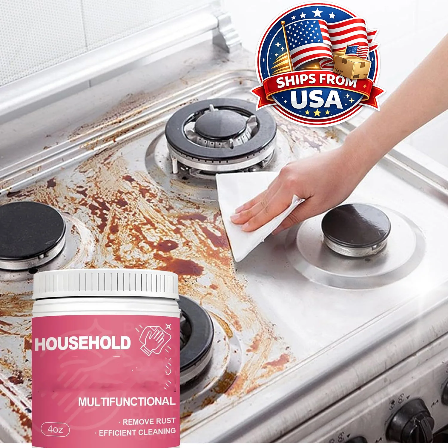 Pasta Limpiadora Multiusos, Eliminador de Grasa de Cocina, Limpiador de Aceite Pesado para Estufas, Hornos, Ollas, Sartenes, Fregaderos, Azulejos, Utensilios de Cocina