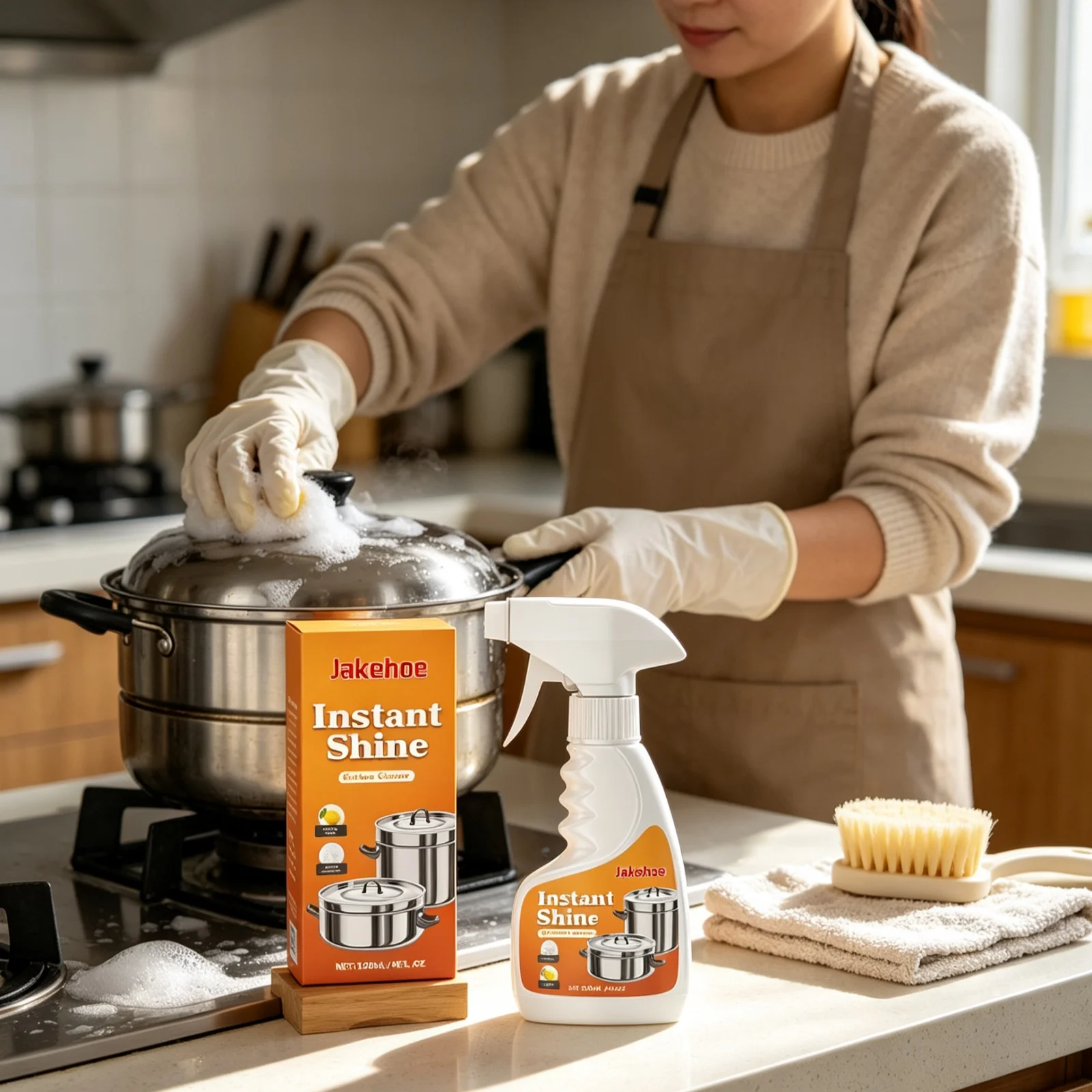 Jakehoe Kitchen Foam Cleaner Powerful Decontamination Dissolving Stains Remove Cooking Oil Restore Luster Grease Remover 120ml