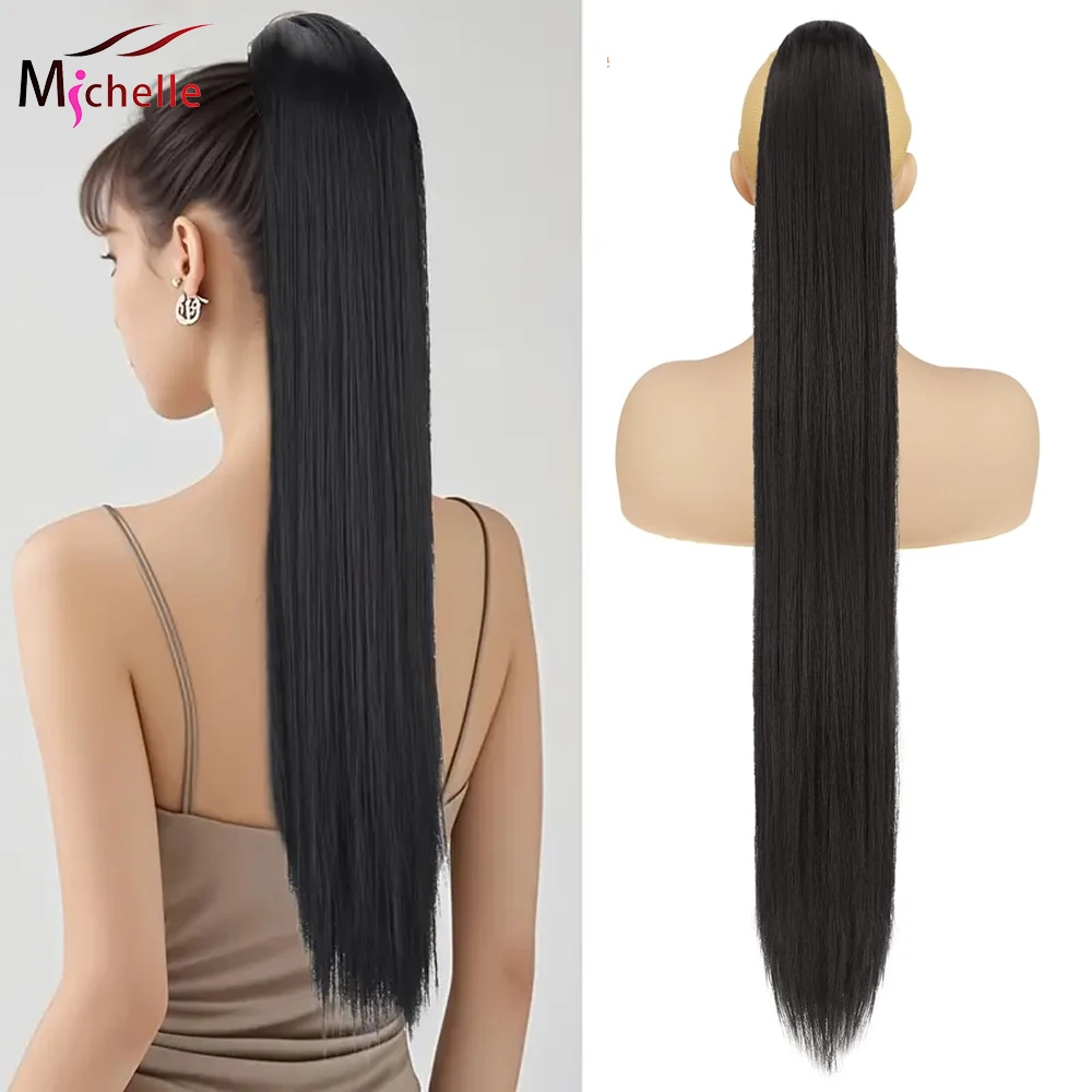 

Наращивание хвоста на шнурке, длинные прямые 100% натуральные человеческие волосы, натуральный хвост с зажимами, обернутый вокруг хвоста