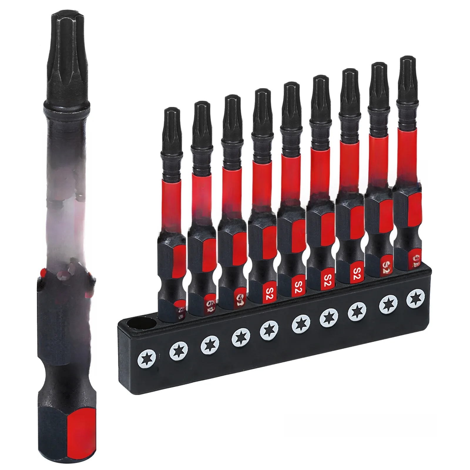 Geinxurn 2 inch impact magnetisch # 20-torx-schroevendraaierbitset, S2 gelegeerd staal T20 Power Bit-set met voet - afbeelding 2