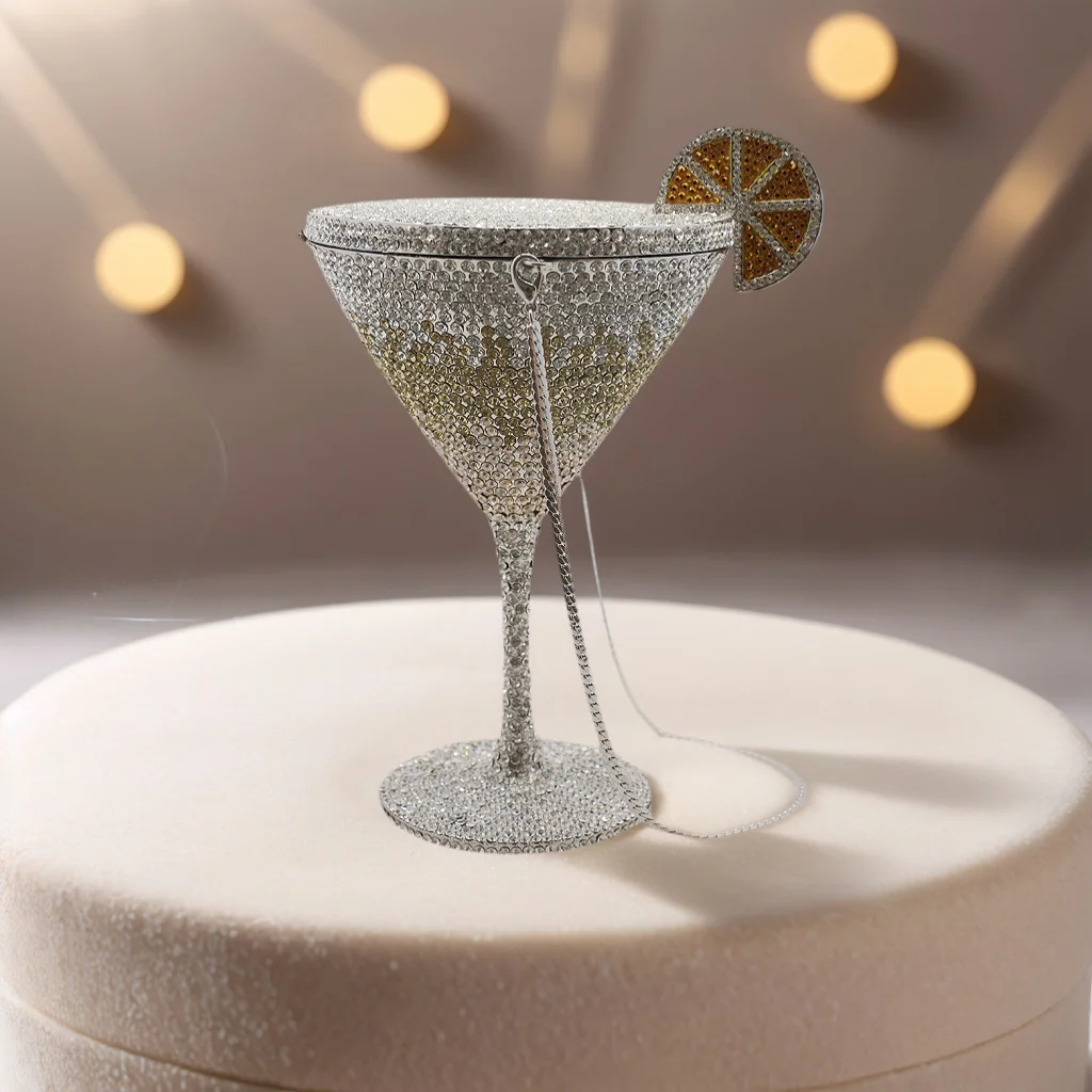 

Luxury Women Goblet Rhinestone Crystal Evening Purse Dazzling Full Diamond Clutch Bag Cocktail Party Handbag