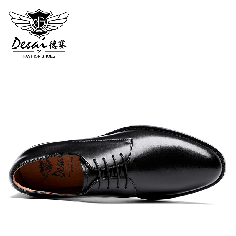 Desai-Chaussures derby en cuir véritable pour hommes, chaussures d\'affaires, marque classique, décontractées, cadeaux