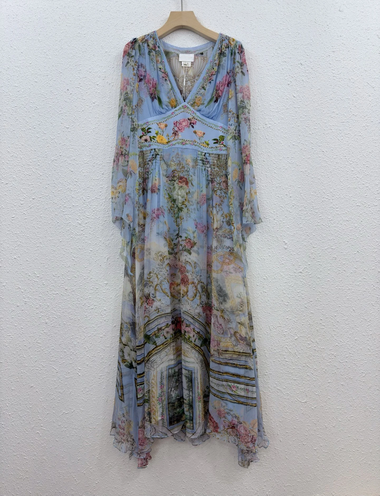 

100% натуральный шелк, женское платье миди с v-образным вырезом и цветочным принтом, богемное винтажное весеннее элегантное пляжное платье высокого качества