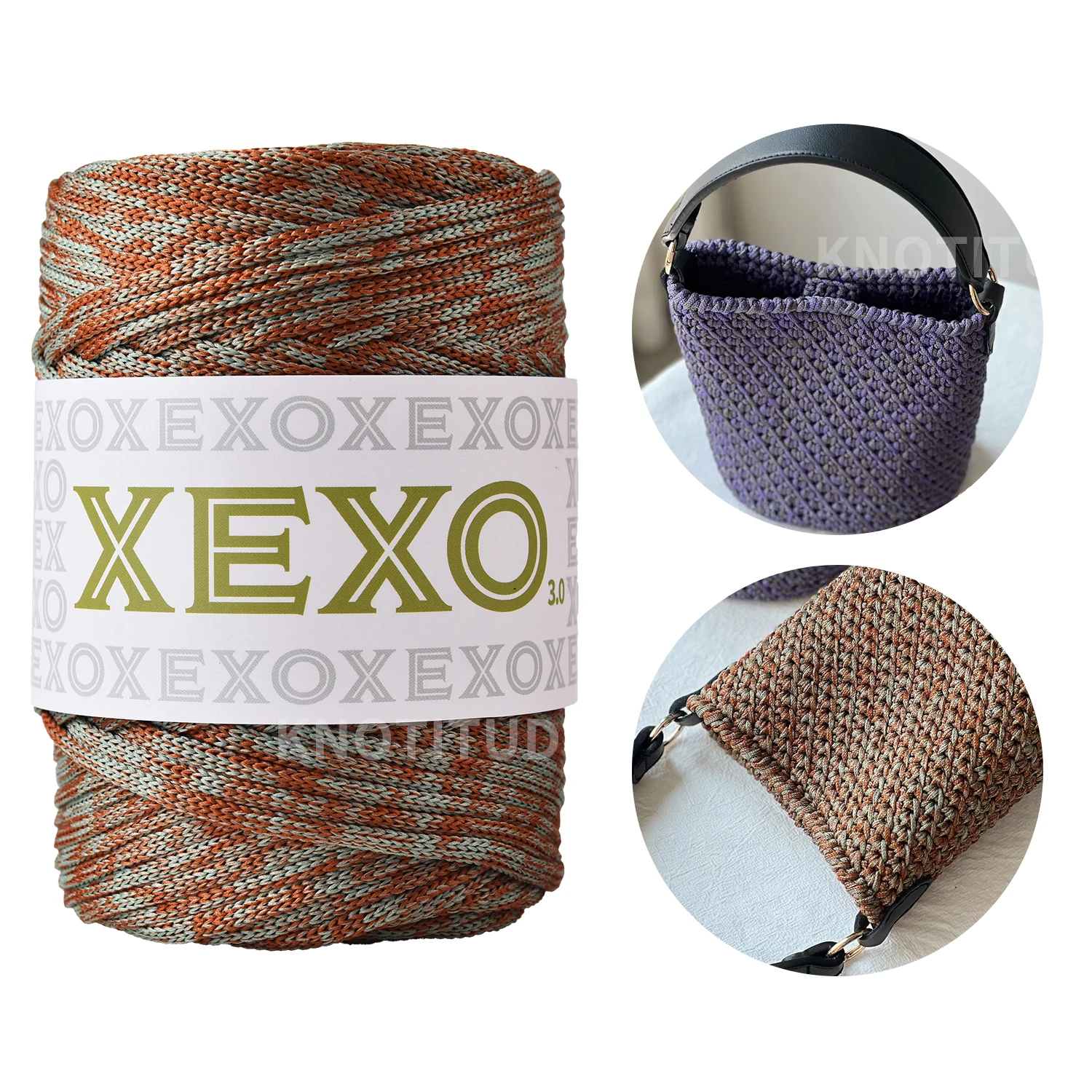 XEXO yarn 3mmx90meters flat polyester braid yarn for crochet knitting bag mixed color gypsy color cord