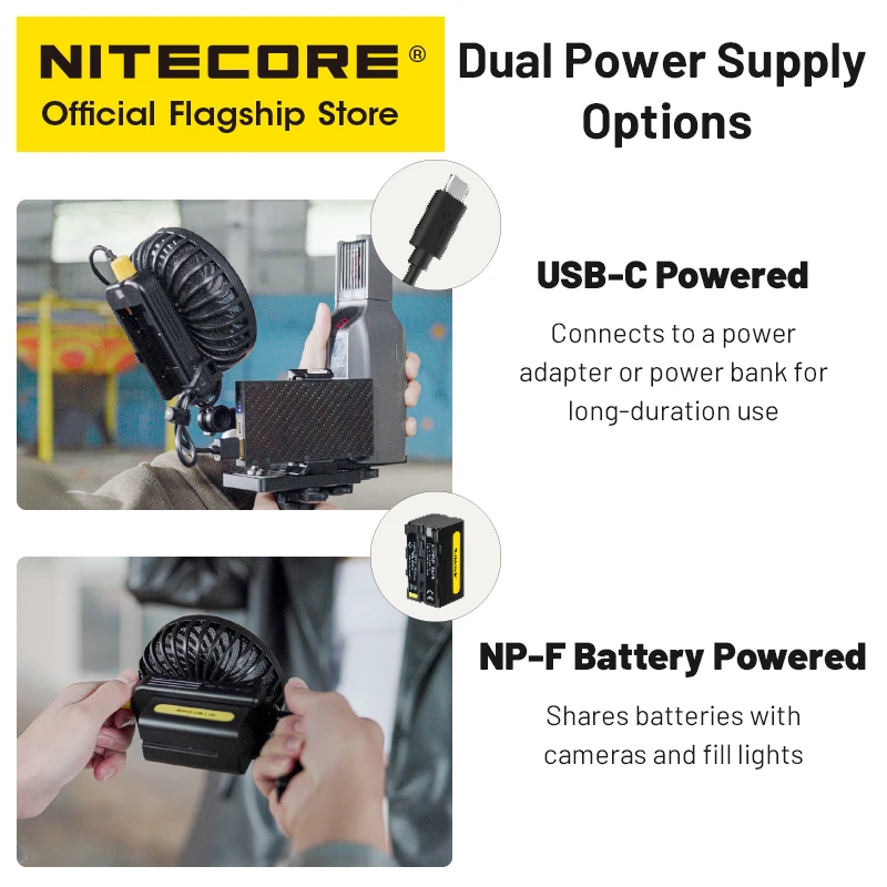 NITECORE CW10 Electric Fan Mini Portable Photography Fan Cord-Free Blower for Canon Sony Stage Short Video Wedding Film Camping