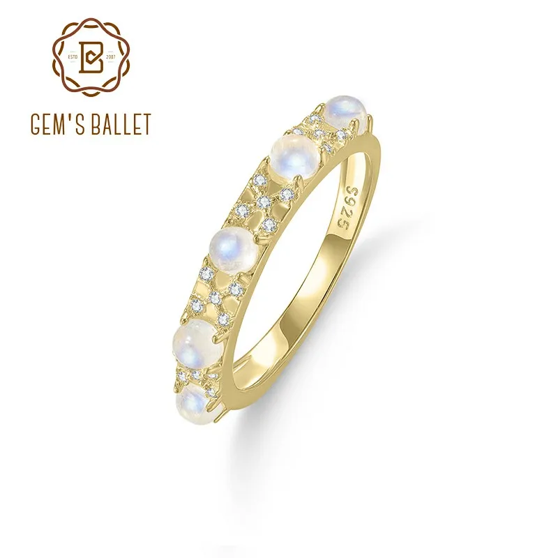 GEM'S BALLET Oval 4x5mm Natural Ethiopia Opal & Sky Blue Topaz Half Wedding Band Ring in 925 Sterling Silver Gift For Her