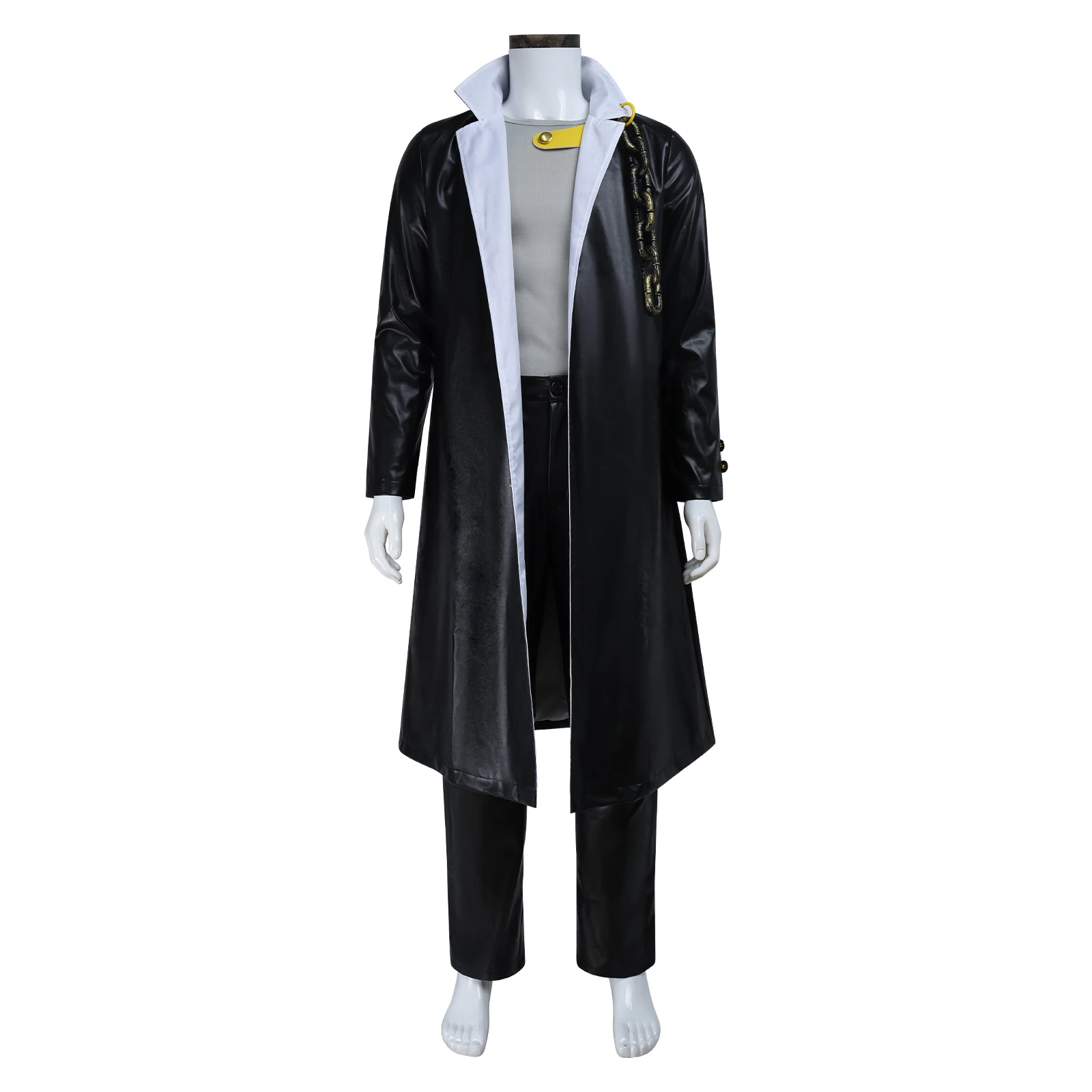 空条承太郎 コスプレ衣装 ジョジョの奇妙な冒険 スターダストクルセイダース メンズ 黒革トレンチコート 衣装