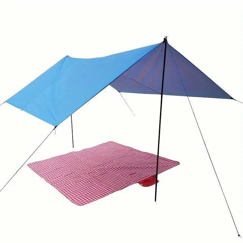 قماش القنب للتخييم بطول 10 × 10 أقدام ومظلة محمولة مقاومة للماء باللون الفضي للحماية من الأشعة فوق البنفسجية #4