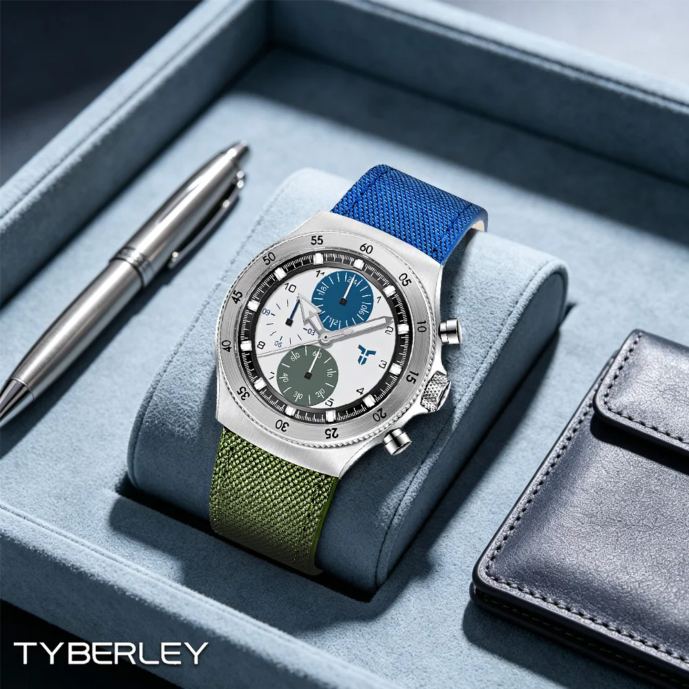 2026 new TYBERLEY men's watches top fashion men's quartz watch VD38 sapphire mirror waterproof men's watch two-color nylon strap