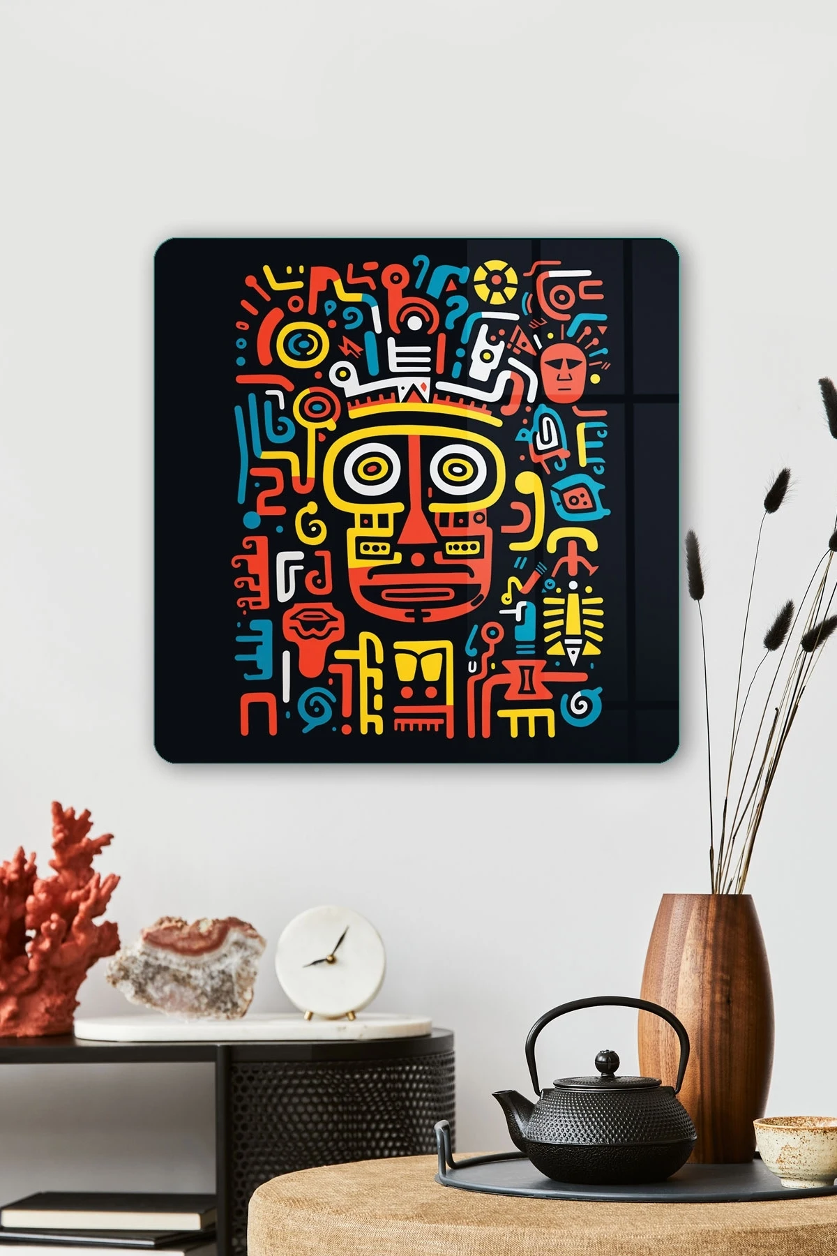 

Glass Wall Painting Tiki Square 30x30 cm Artistic Dining Room Cocktail Drinks Kitchen Poster and Prints Home Decoration Kitchen