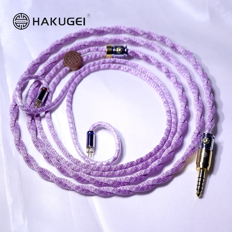 HAKUGEI Purple-peace Sky litz 7N microcrystal copper with fibre net shielding 3.5 2.5 4.4 HIFI Earphones Cable