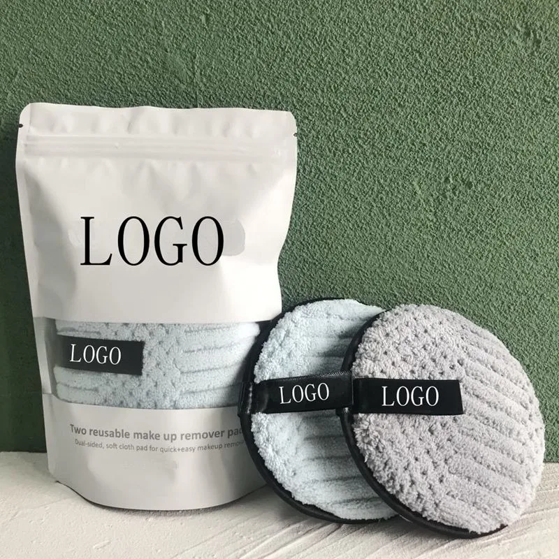 50pcs Custom Logo New Microfiber Makeup Remover Pads Reusable Face Skin Care Cloths Makeup Remover Face Cleaning Sponge Pads