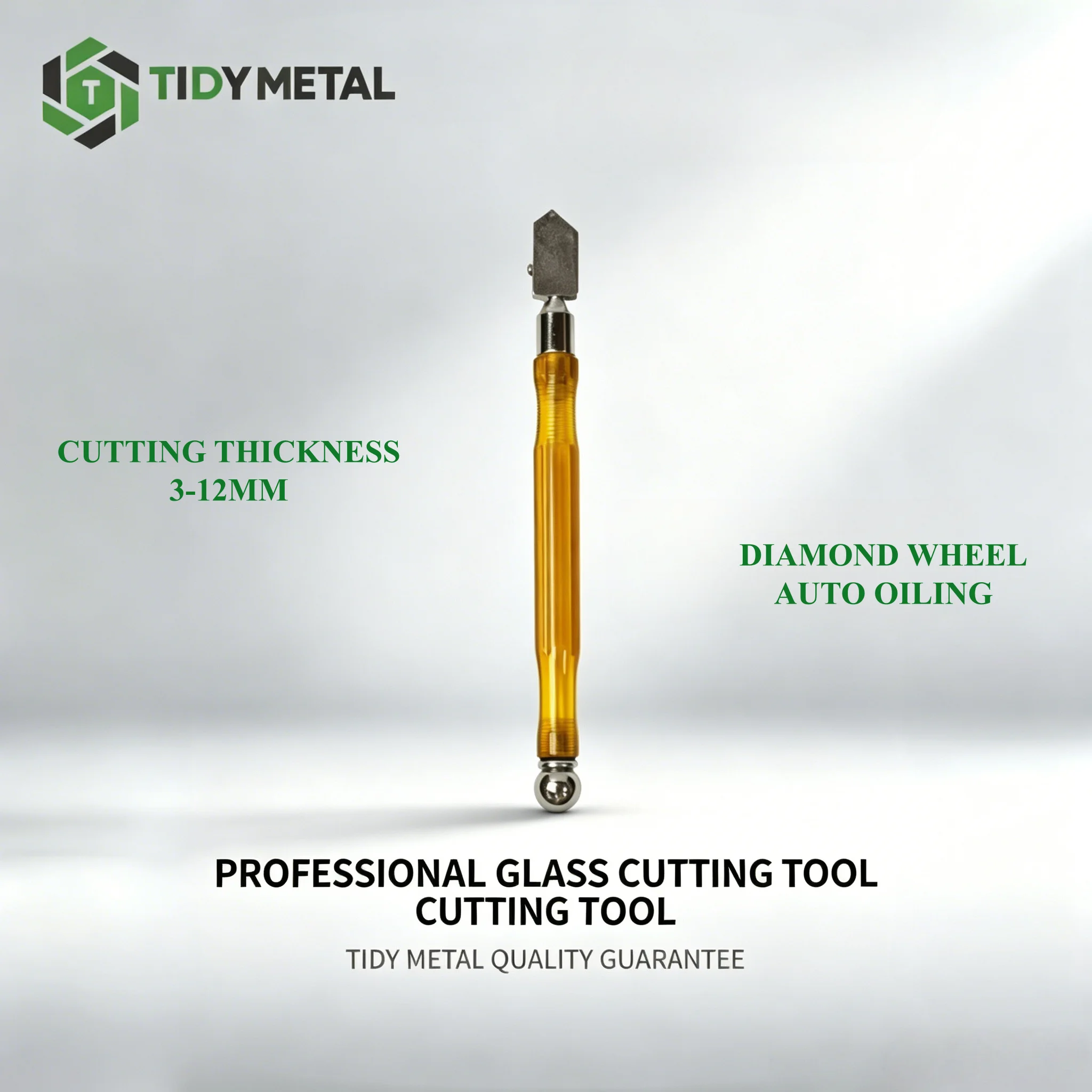 Glass & Tile Cutter Diamond Alloy Steel Push Cutter Professional Manual Glass Cutter for 3-12mm Thick Glass Tile Cutting Tool