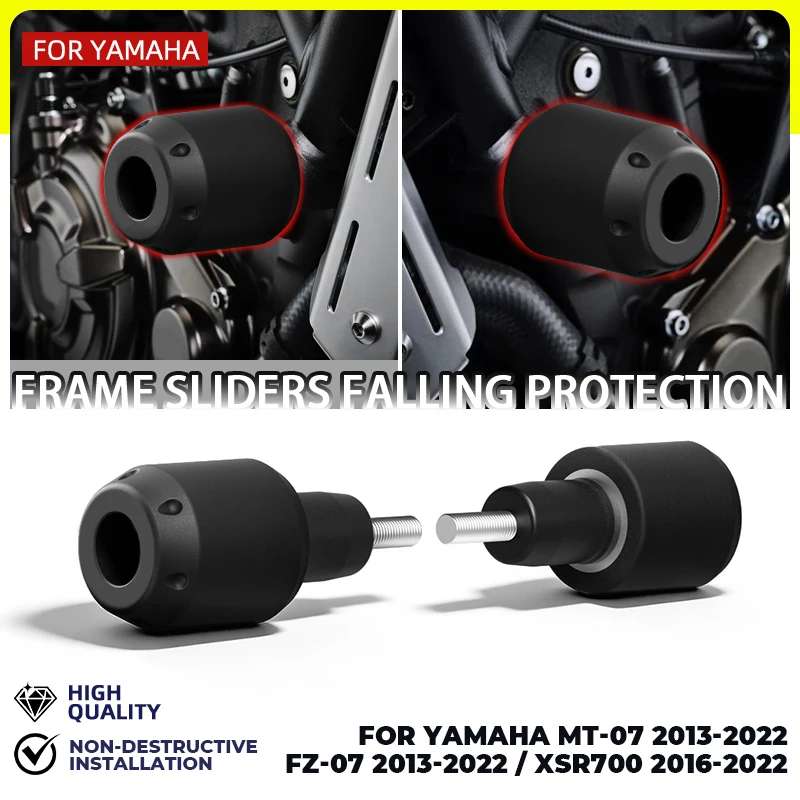 NO LOGO Frame Sliders Crash Mushrooms For MT07 2013-2025+ FZ-07 2013-2022 XSR700 2016+ Motorcycle Falling Protection Crash Pad