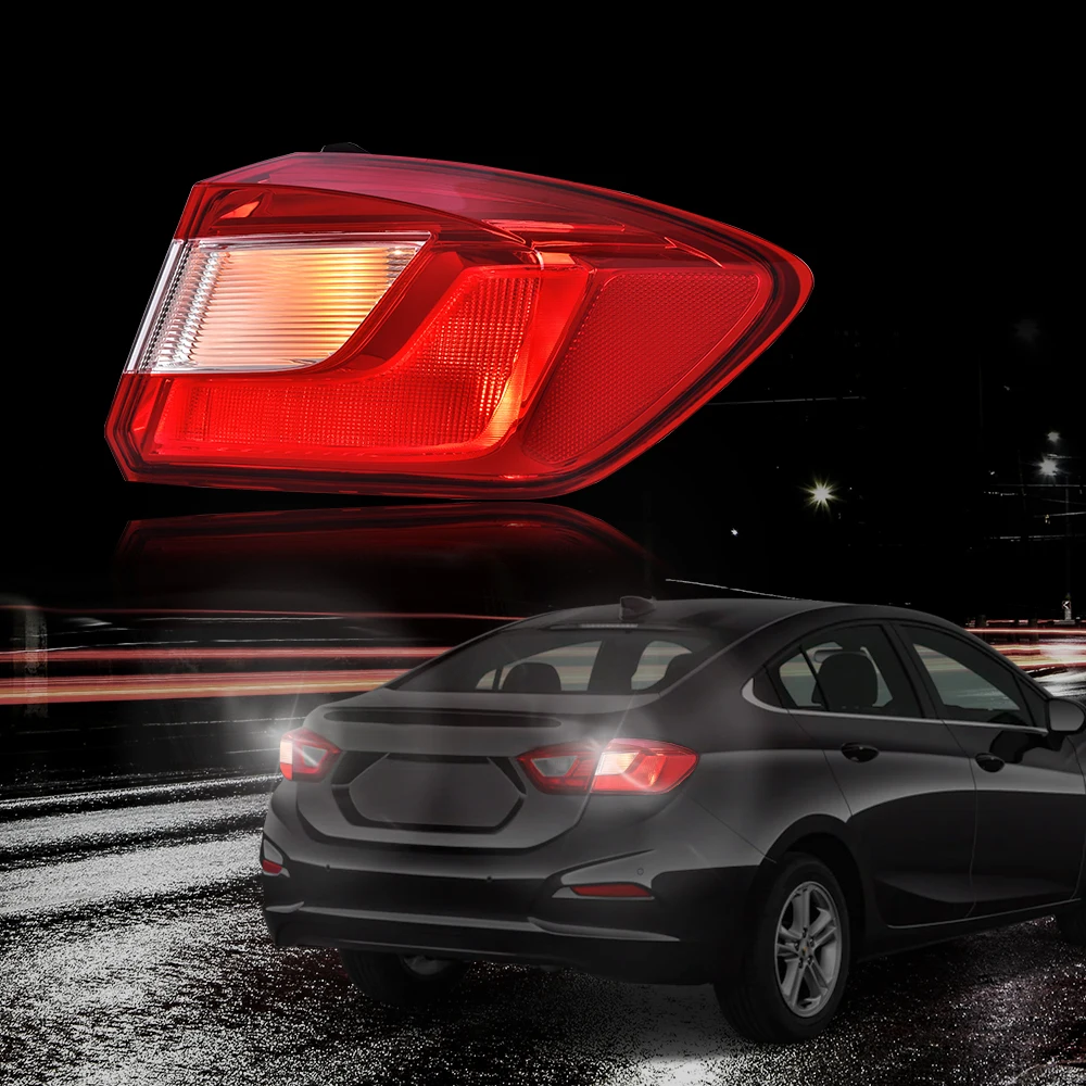 

Outer Tail Light Brake Lamp Fit for 2016-2019 Chevy Cruze Sedan Passenger Rh Side Red Lens Waterproof Snowproof Dustproof