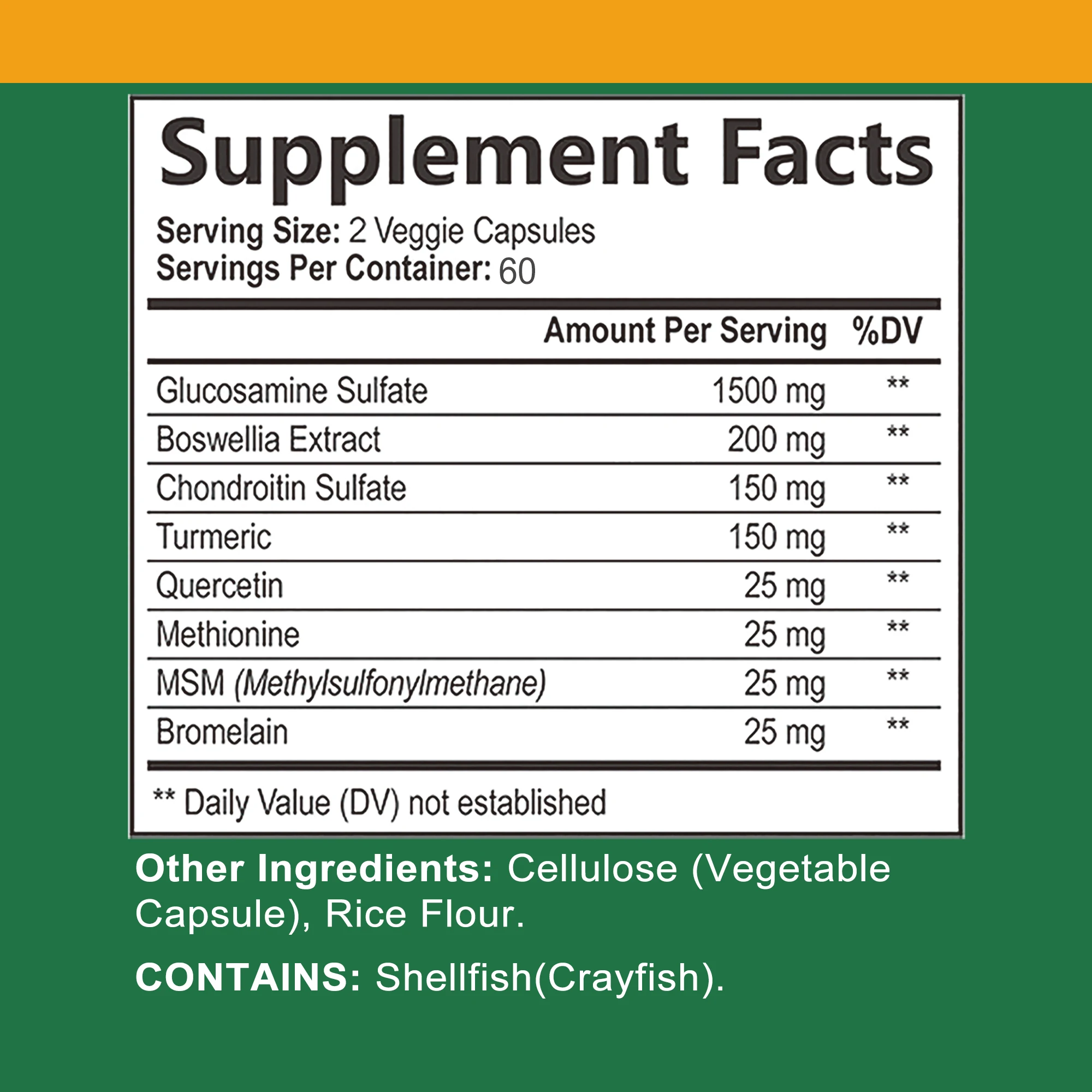 Glucosamine Chondroitin - for Cartilage and Joint Health, Maintaining Joint Function and Mobility - 120 Capsules