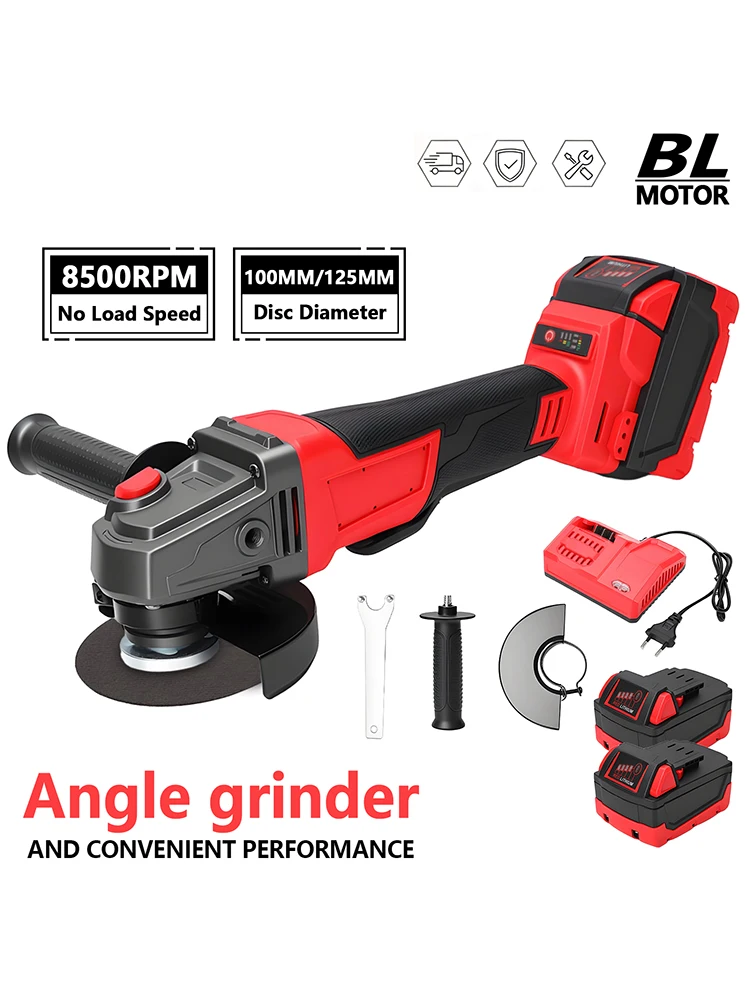 125-mm-Akku-Winkelschleifer, bürstenlos, Li-Ion, 3 Gänge, kabellos, zum Schneiden, Polieren und Schleifen, Elektrowerkzeug für Milwaukee 18V-Akku