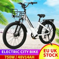 SAMEBIKE RS-A01 Electric Bike 750W 48V14AH Removable Battery 26inch Fat Tire 26*3.0 Ebike City Road Electric Bicycle With Basket