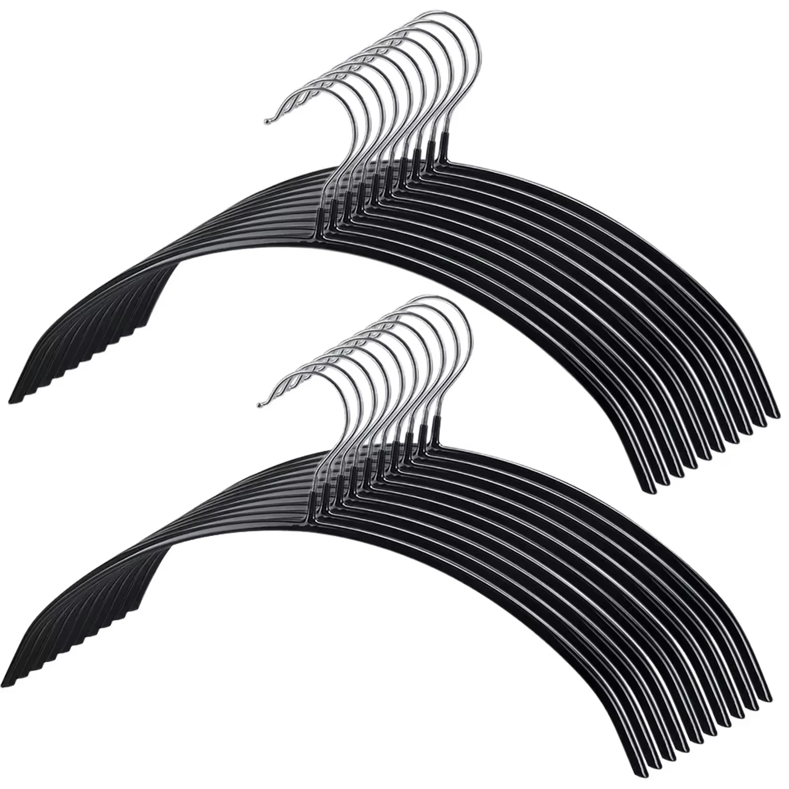 10/50 Stuks Antislip Ruimtebesparende Kleerhangers Duurzaam Stevig Contour Metalen Shirt Kleerhangers Geschikt Voor Jas Jas Pak - afbeelding 2