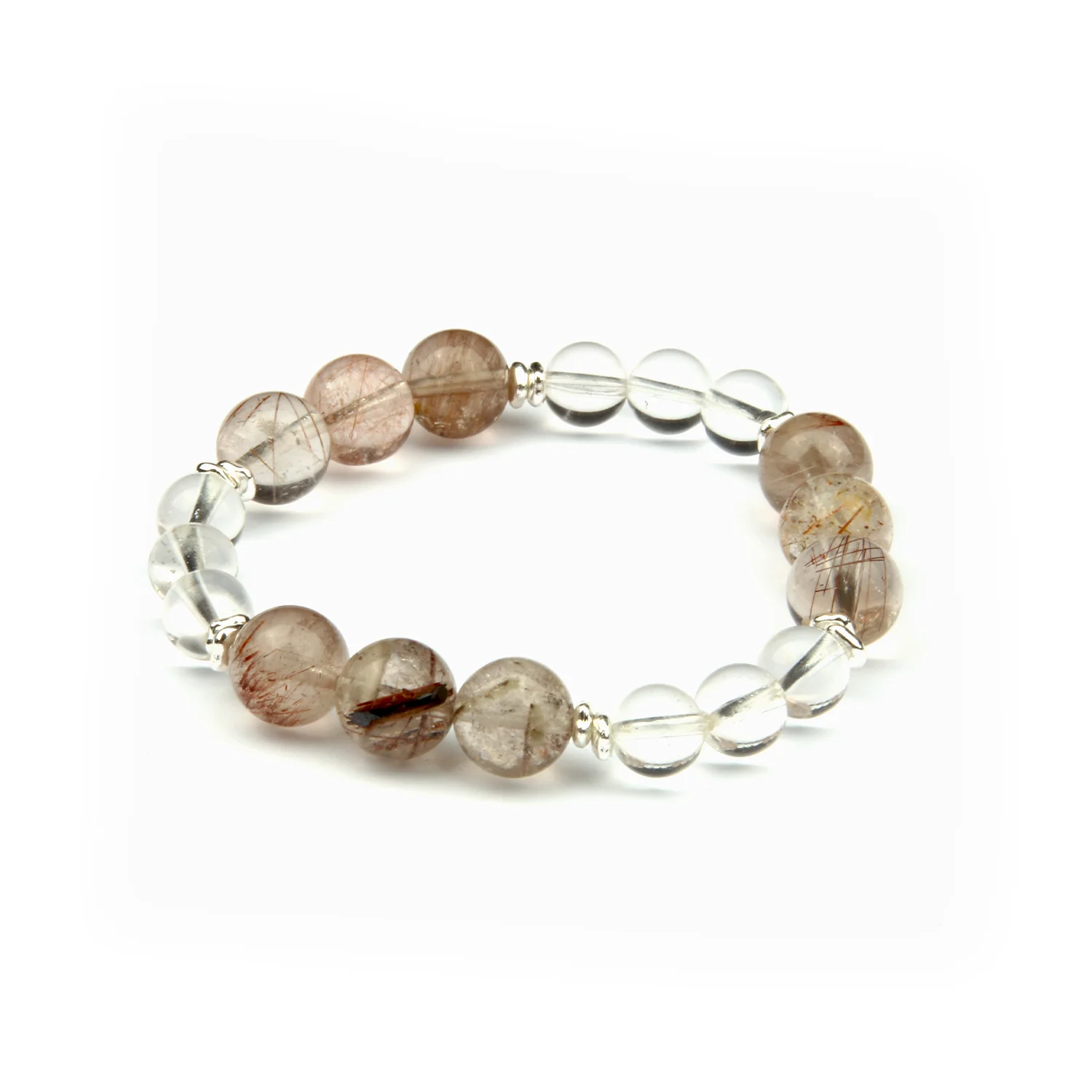 

Rutilated Quartz & Clear Quartz Bracelet | 10mm + 7.5mm Natural Stones | Focus, Clarity & Manifestation | S925 Silver Beads