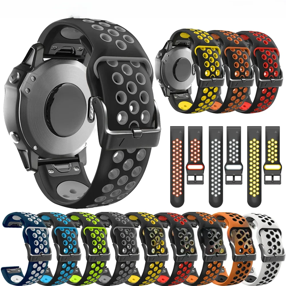 Bracelet à dégagement rapide en Silicone, 22/26mm, pour montre connectée Garmin Fenix 7 7X 6X 6 Pro 5X 5 Plus Epix Gen 2
