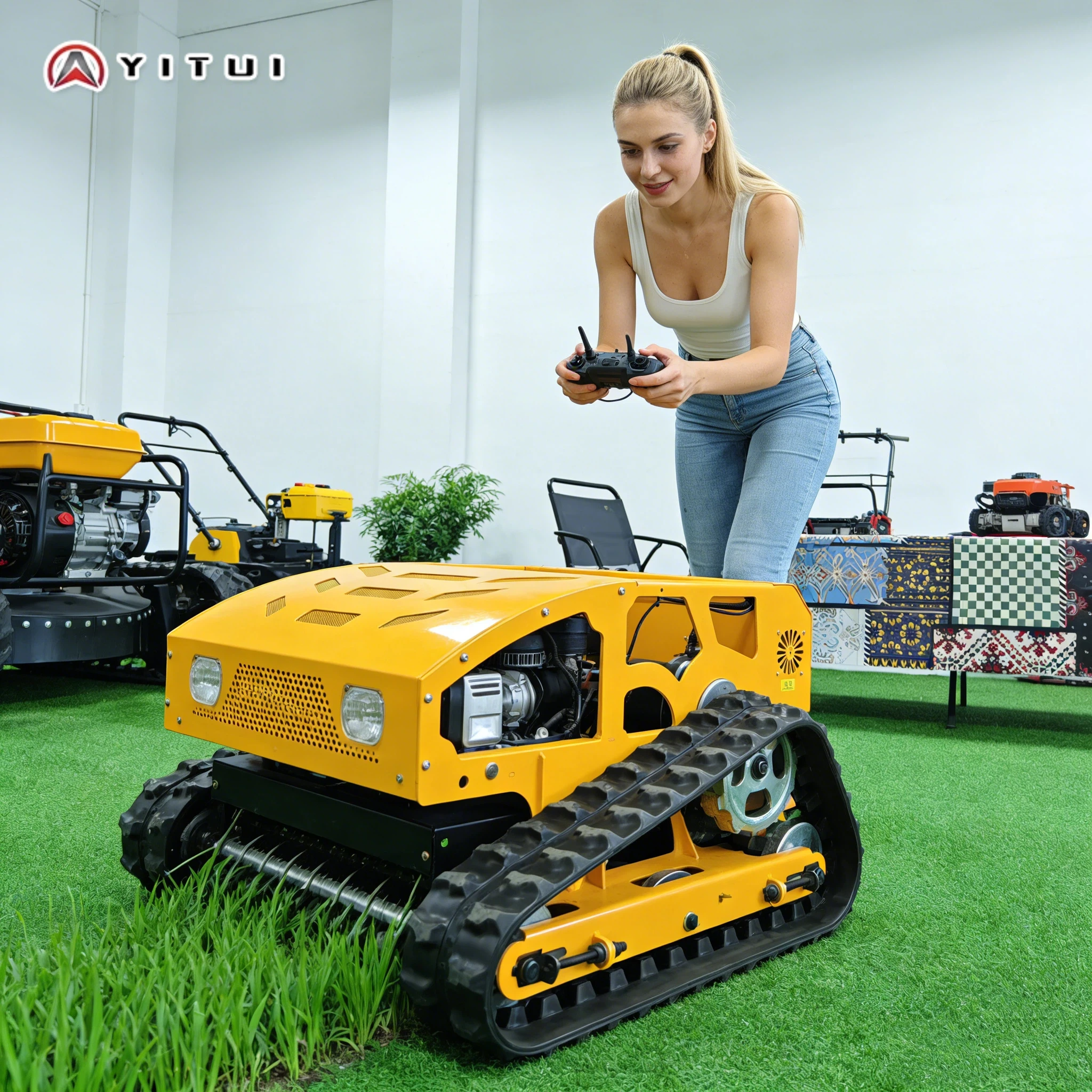 

All Terrain Multi Functional Lawn Mower Ideal for Rough Ground Wide Cutting Path Long Distance Remote Customized